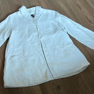 Eileen Fisher 100% Irish Linen Size Medium Single Button Collared Tunic